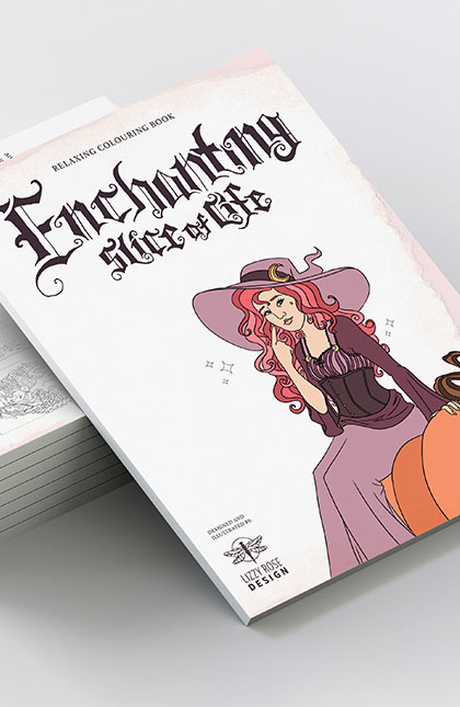 Colouring book leaning against a pile of the same colouring books