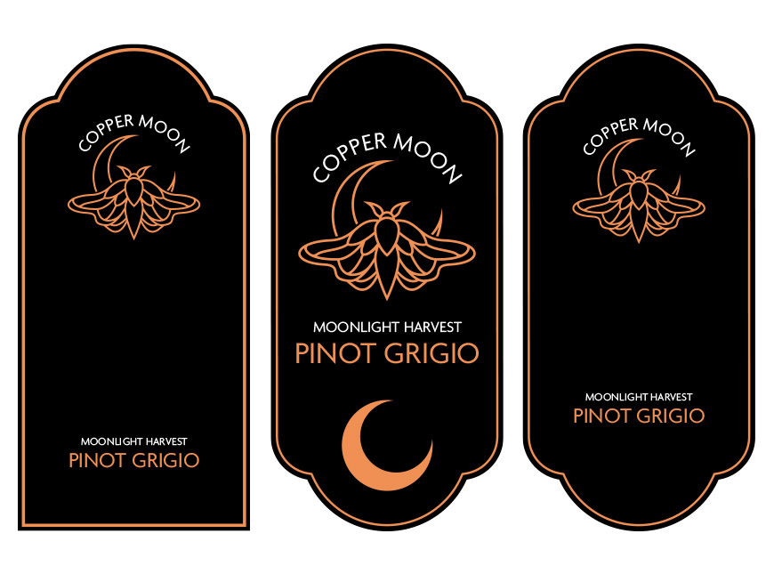 Three variations of the wine bottle lables