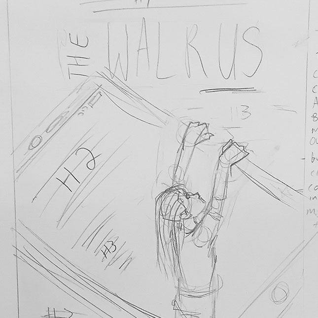 Sketch of a person falling into a smartphone